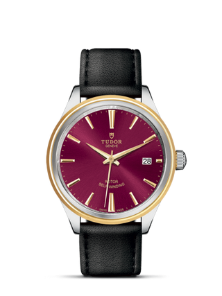 Tudor - 12503-0014  Style 38 Stainless Steel / Yellow Gold / Burgundy / Strap