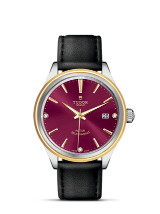 Tudor - 12503-0016  Style 38 Stainless Steel / Yellow Gold / Burgundy-Diamond / Strap