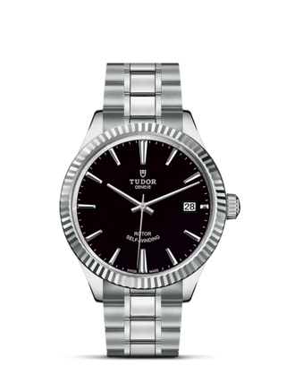 Tudor - 12510-0003  Style 38 Stainless Steel / Fluted / Black / Bracelet