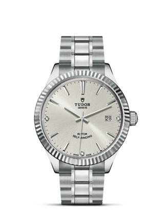 Tudor - 12510-0007  Style 38 Stainless Steel / Fluted / Silver-Diamond / Bracelet