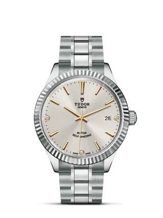 Tudor - 12510-0011  Style 38 Stainless Steel / Fluted / Silver-Diamond / Bracelet