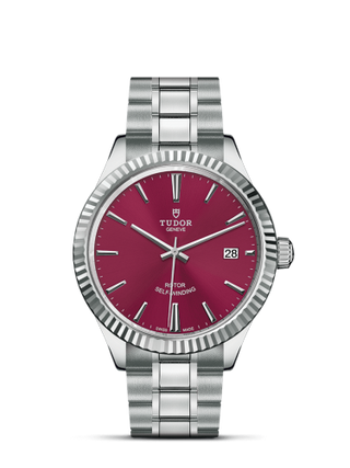 Tudor - 12510-0015  Style 38 Stainless Steel / Fluted / Burgundy / Bracelet