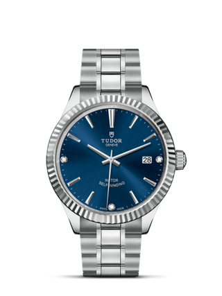 Tudor - 12510-0017  Style 38 Stainless Steel / Fluted / Blue-Diamond / Bracelet