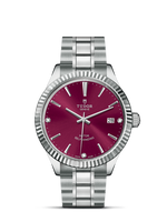 Tudor Style 38 Stainless Steel / Fluted / Burgundy / Strap (12510-0019)