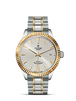 Tudor Style 38 Stainless Steel / Yellow Gold / Fluted / Silver / Strap (12513-0003)