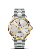 Tudor Style 38 Stainless Steel / Yellow Gold / Fluted / Silver-Diamond / Strap (12513-0009)