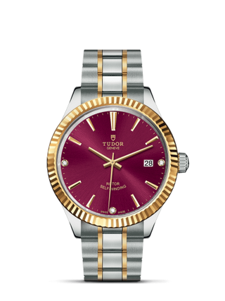 Tudor - 12513-0015  Style 38 Stainless Steel / Yellow Gold / Fluted / Burgundy-Diamond / Bracelet