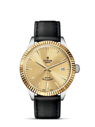 Tudor - 12513-0017  Style 38 Stainless Steel / Yellow Gold / Fluted / Champagne / Strap