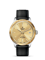 Tudor Style 38 Stainless Steel / Yellow Gold / Fluted / Black / Bracelet (12513-0017)