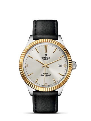 Tudor - 12513-0021  Style 38 Stainless Steel / Yellow Gold / Fluted / Silver-Diamond / Strap