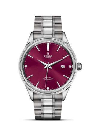 Tudor - 12700-0015  Style 41 Stainless Steel / Burgundy-Diamond / Bracelet