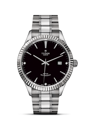 Tudor - 12710-0009  Style 41 Stainless Steel / Fluted / Black-Diamond / Bracelet