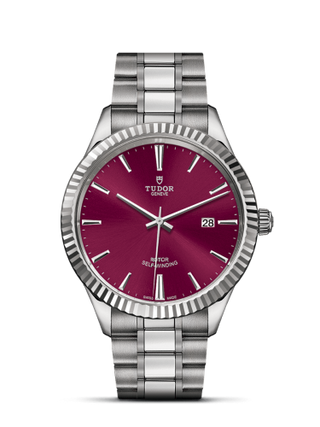 Tudor - 12710-0015  Style 41 Stainless Steel / Fluted / Burgundy / Bracelet