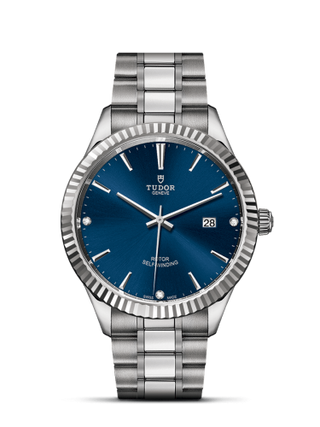 Tudor - 12710-0017  Style 41 Stainless Steel / Fluted / Blue-Diamond / Bracelet