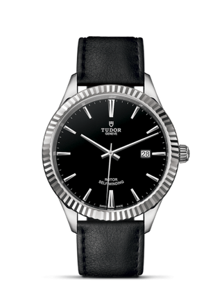 Tudor - 12710-0022  Style 41 Stainless Steel / Fluted / Black / Strap