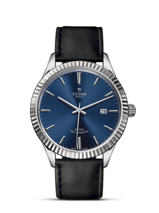 Tudor - 12710-0027  Style 41 Stainless Steel / Fluted / Blue / Strap