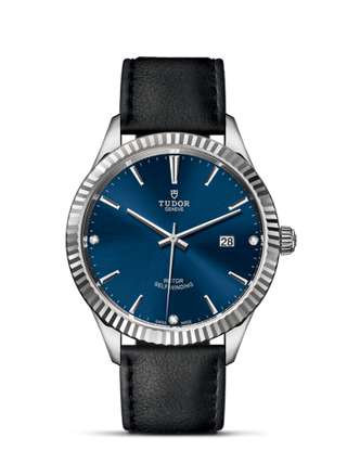 Tudor - 12710-0029  Style 41 Stainless Steel / Fluted / Blue-Diamond / Strap