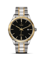 Tudor Style 41 Stainless Steel / Yellow Gold / Fluted / Black / Strap (12713-0005)