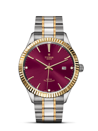 Tudor - 12713-0015  Style 41 Stainless Steel / Yellow Gold / Fluted / Burgundy-Diamond / Bracelet