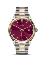 Tudor Style 41 Stainless Steel / Yellow Gold / Fluted / Burgundy-Diamond / Strap (12713-0015)