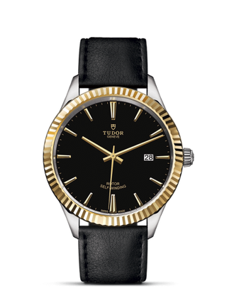 Tudor - 12713-0019  Style 41 Stainless Steel / Yellow Gold / Fluted / Black / Strap