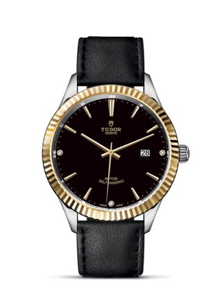 Tudor - 12713-0022  Style 41 Stainless Steel / Yellow Gold / Fluted / Black-Diamond / Strap