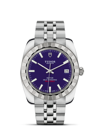 Tudor - 21010-0005  Classic 38 Stainless Steel / Fluted / Blue / Bracelet