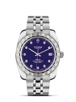 Tudor - 21010-0011  Classic 38 Stainless Steel / Fluted / Blue-Diamond / Bracelet