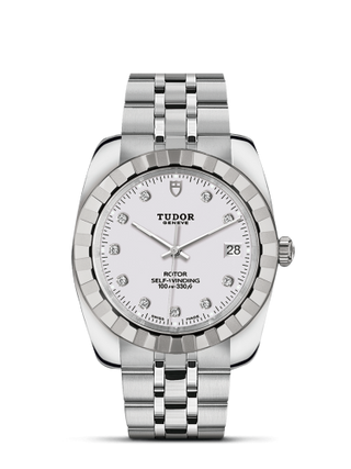 Tudor - 21010-0015  Classic 38 Stainless Steel / Fluted / White-Diamond / Bracelet