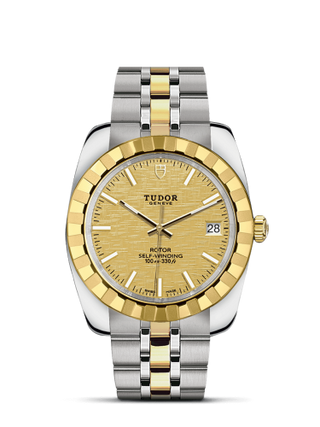 Tudor - 21013-0008  Classic 38 Stainless Steel / Yellow Gold / Fluted / Champagne / Bracelet