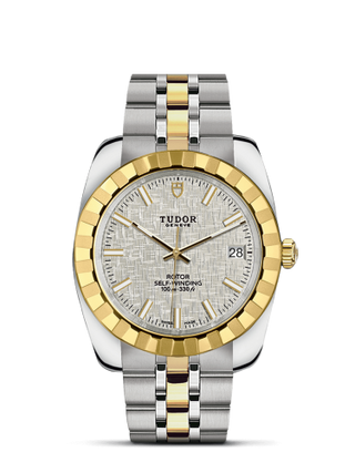 Tudor - 21013-0011  Classic 38 Stainless Steel / Yellow Gold / Fluted / Silver / Bracelet