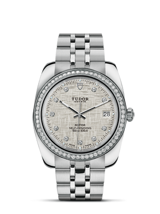 Tudor - 21020-0003  Classic 38 Stainless Steel / Diamond / Silver-Diamond / Bracelet