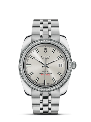 Tudor - 21020-0004  Classic 38 Stainless Steel / Diamond / Silver / Bracelet