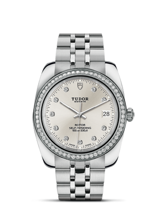 Tudor - 21020-0005  Classic 38 Stainless Steel / Diamond / Silver-Diamond / Bracelet