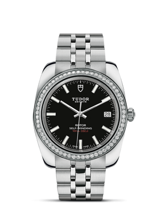 Tudor - 21020-0007  Classic 38 Stainless Steel / Diamond / Black / Bracelet