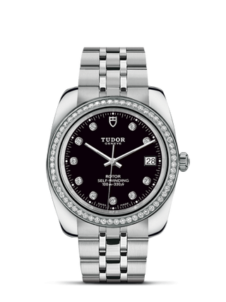 Tudor - 21020-0008  Classic 38 Stainless Steel / Diamond / Black-Diamond / Bracelet