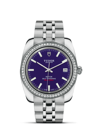 Tudor - 21020-0009  Classic 38 Stainless Steel / Diamond / Blue / Bracelet