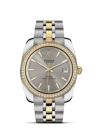 Tudor - 21023-0005  Classic 38 Stainless Steel / Yellow Gold / Diamond / Silver / Bracelet