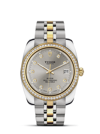 Tudor - 21023-0006  Classic 38 Stainless Steel / Yellow Gold / Diamond / Silver-Diamond / Bracelet