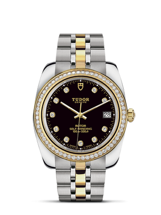 Tudor - 21023-0008  Classic 38 Stainless Steel / Yellow Gold / Diamond / Black-Diamond / Bracelet