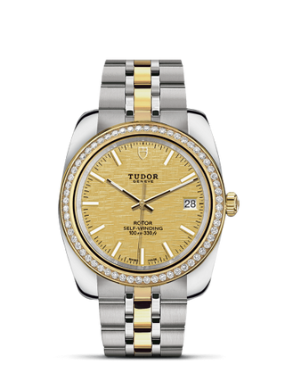 Tudor - 21023-0009  Classic 38 Stainless Steel / Yellow Gold / Diamond / Champagne / Bracelet