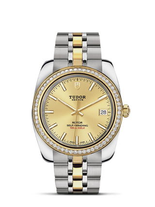 Tudor - 21023-0011  Classic 38 Stainless Steel / Yellow Gold / Diamond / Champagne / Bracelet