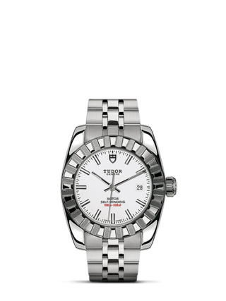 Tudor - 22010-0007  Classic 28 Stainless Steel / Fluted / White / Bracelet