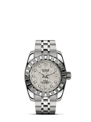 Tudor - 22010-0011  Classic 28 Stainless Steel / Fluted / Silver-Diamond / Bracelet