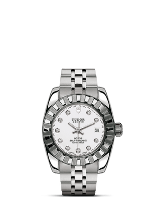 Tudor - 22010-0013  Classic 28 Stainless Steel / Fluted / White-Diamond / Bracelet