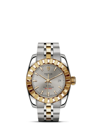 Tudor - 22013-0001  Classic 28 Stainless Steel / Yellow Gold / Fluted / Silver / Bracelet