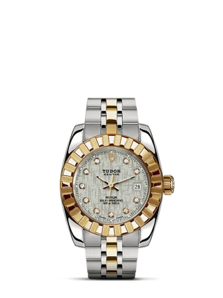 Tudor - 22013-0009  Classic 28 Stainless Steel / Yellow Gold / Fluted / Silver-Diamond / Bracelet