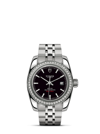 Tudor - 22020-0006  Classic 28 Stainless Steel / Diamond / Black / Bracelet