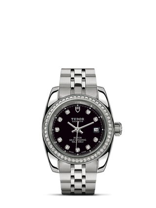 Tudor - 22020-0007  Classic 28 Stainless Steel / Diamond / Black-Diamond / Bracelet