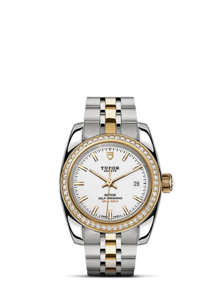 Tudor - 22023-0001  Classic 28 Stainless Steel / Yellow Gold / Diamond / White / Bracelet